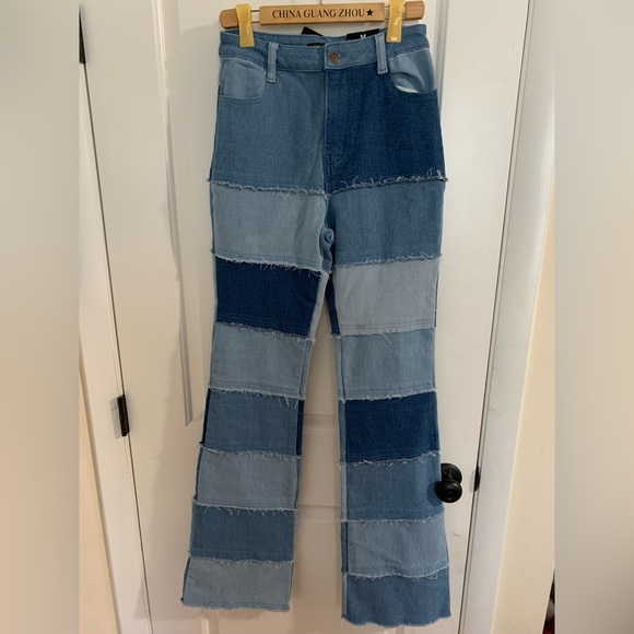 Bell Bottom Patchwork Jeans - Picture 1 of 8